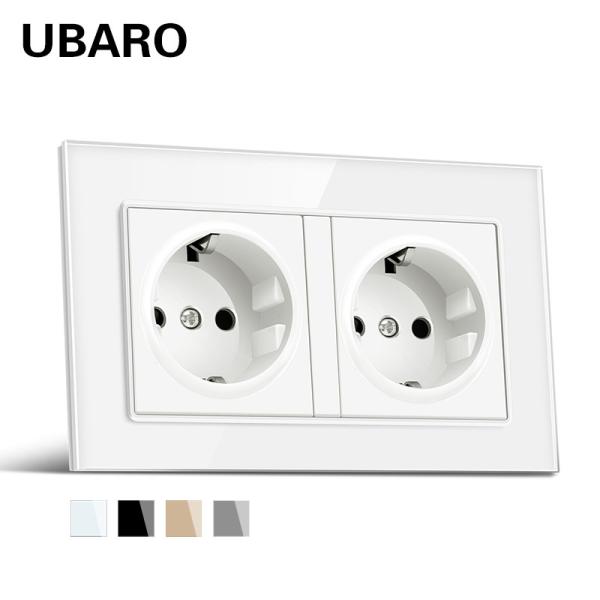 Tempered Glass Panel  Electrical Wall Socket Standard EU  Round Outlet Plug AC250V