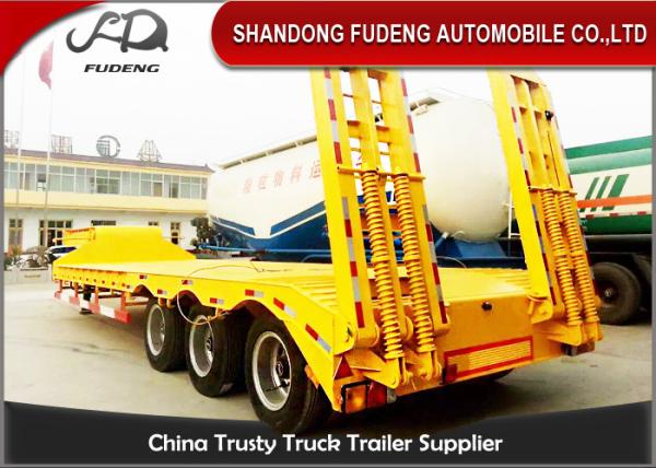 Tri - axle heavy duty utility low bed trailer 60 tons with ramps and fuwa axles