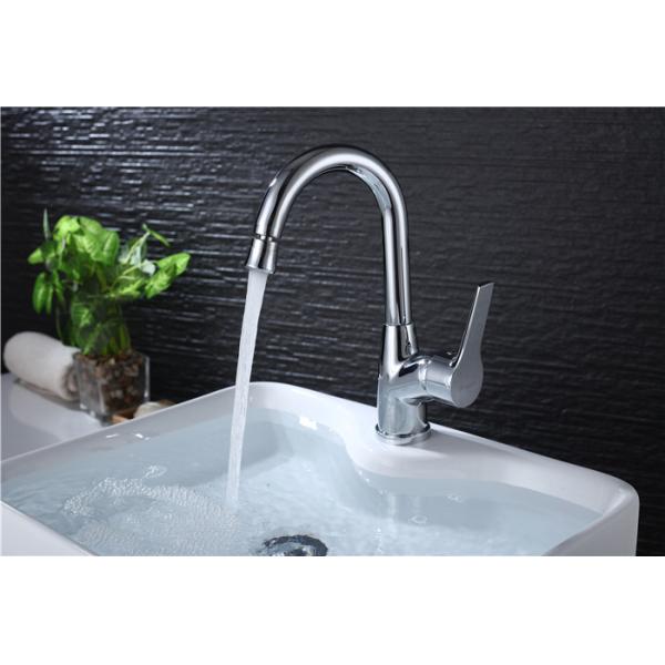 Brass Body Basic Kitchen Faucet Deck Mounted Mixer Rotate Water Outlet Polished