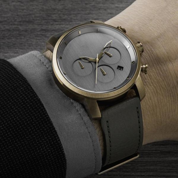 Grey genuine leather strap custom own brand watch suppliers china