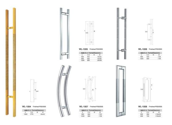 entry door handles set chrome Stainless Steel glass door  handle pull and push WL-1007