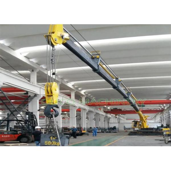 Yellow 3T40M Telescopic Boom Marine Pedestal Crane With ABS Certificate