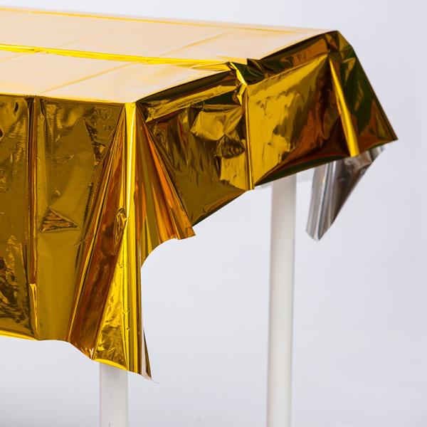 137*274cm Gold Foil Table Cover Waterproof Metallic Foil Tablecloth