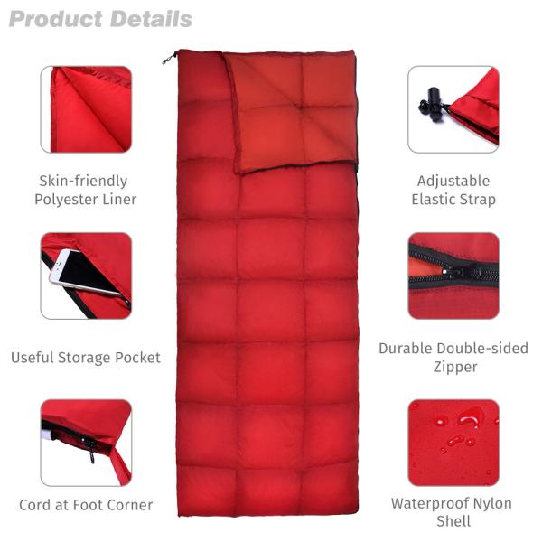ISO9001 Down Filling 800g Polyester Sleeping Bag