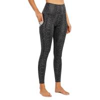 Pantalon étirable piquant de yoga de guêtres de séance d'entraînement d'impression de peau de serpent d'OEM Flatlock