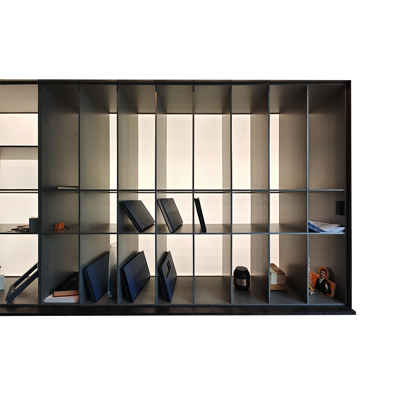 Living Room Decoration Aluminum Alloy Wall Mounting Hanging Storage Shelves Racks Cabinet With Backboard Light