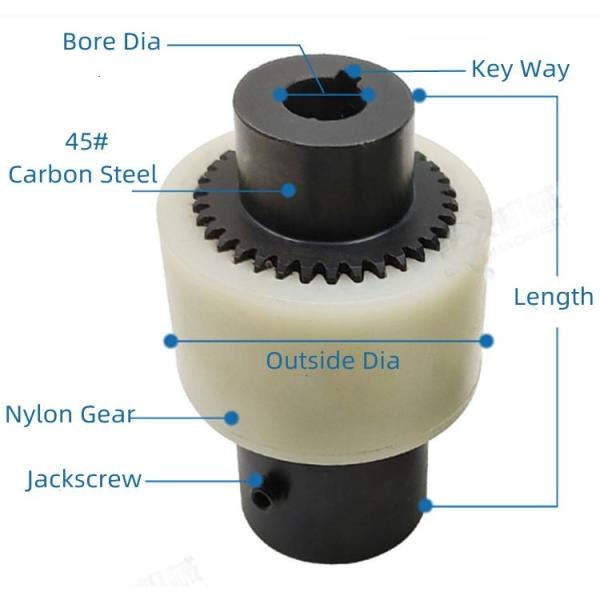 Nylon Jacketed Inner Gear Tooth Coupling Industrial Stainless Steel Flex Coupling