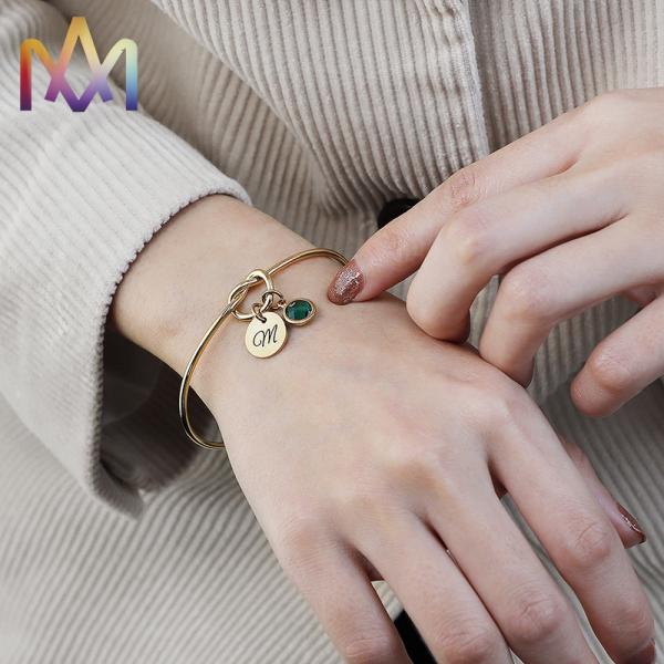 Forever Love Knot Infinity Initial Bracelet 60MM With Birthstone