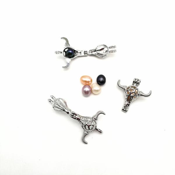 DIY Pendant Jewelry Alloy ox-head Shaped Wish Pearl Cage Pendant