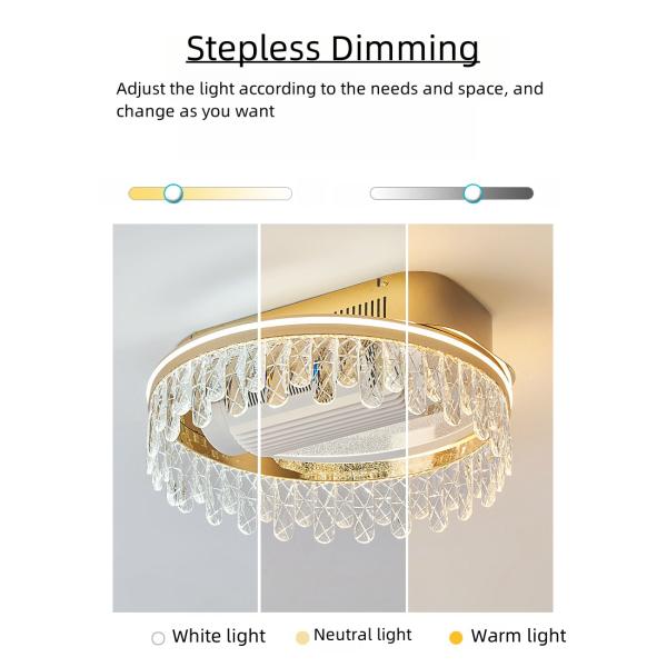 SENKAI Light Bladeless Fan Light Light Luxury Simple Circular 2024 New Home Room Study Crystal Ceiling Light