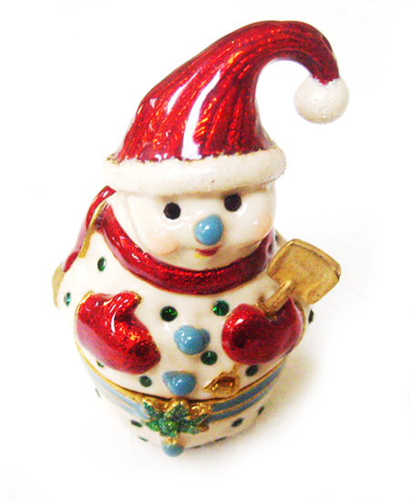 Christmas Snowman Metal Jewelry Box