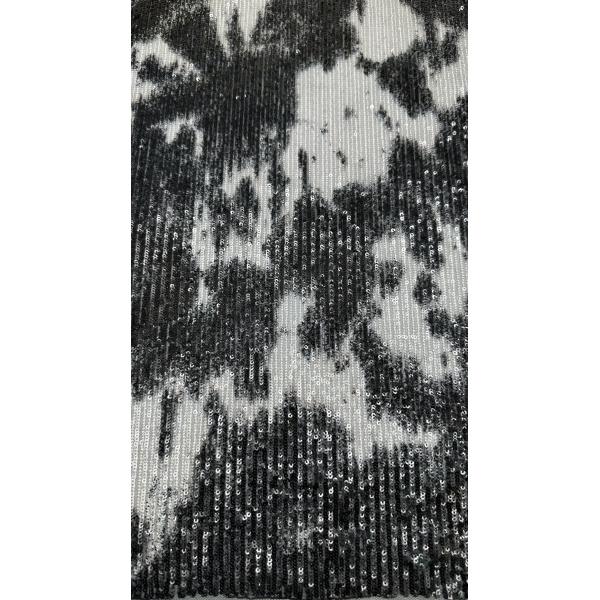 Sequin negro y blanco con tela bordada Elegante para la temporada AW para la fiesta de damas