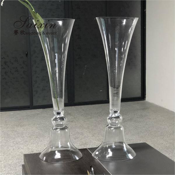 80cm Alto Trombeta Reversível Arranjo de Flores Porta Vaso de Vidro Decoração de Casamento