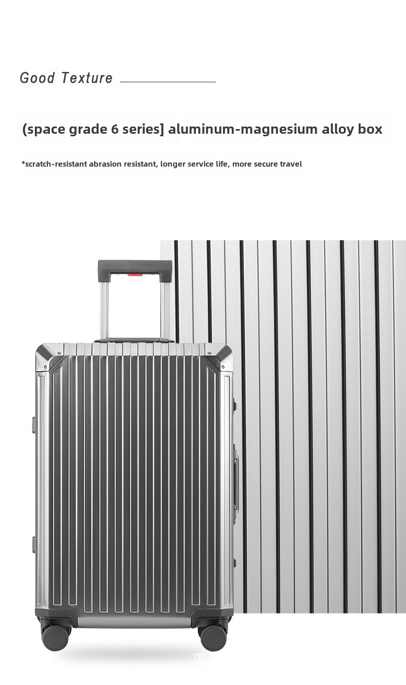 All-Aluminum Magnesium Alloy Travel Suitcase Unisex Fashionable Universal Wheel Boarding Luggage Men's Women's Metal Trolley for