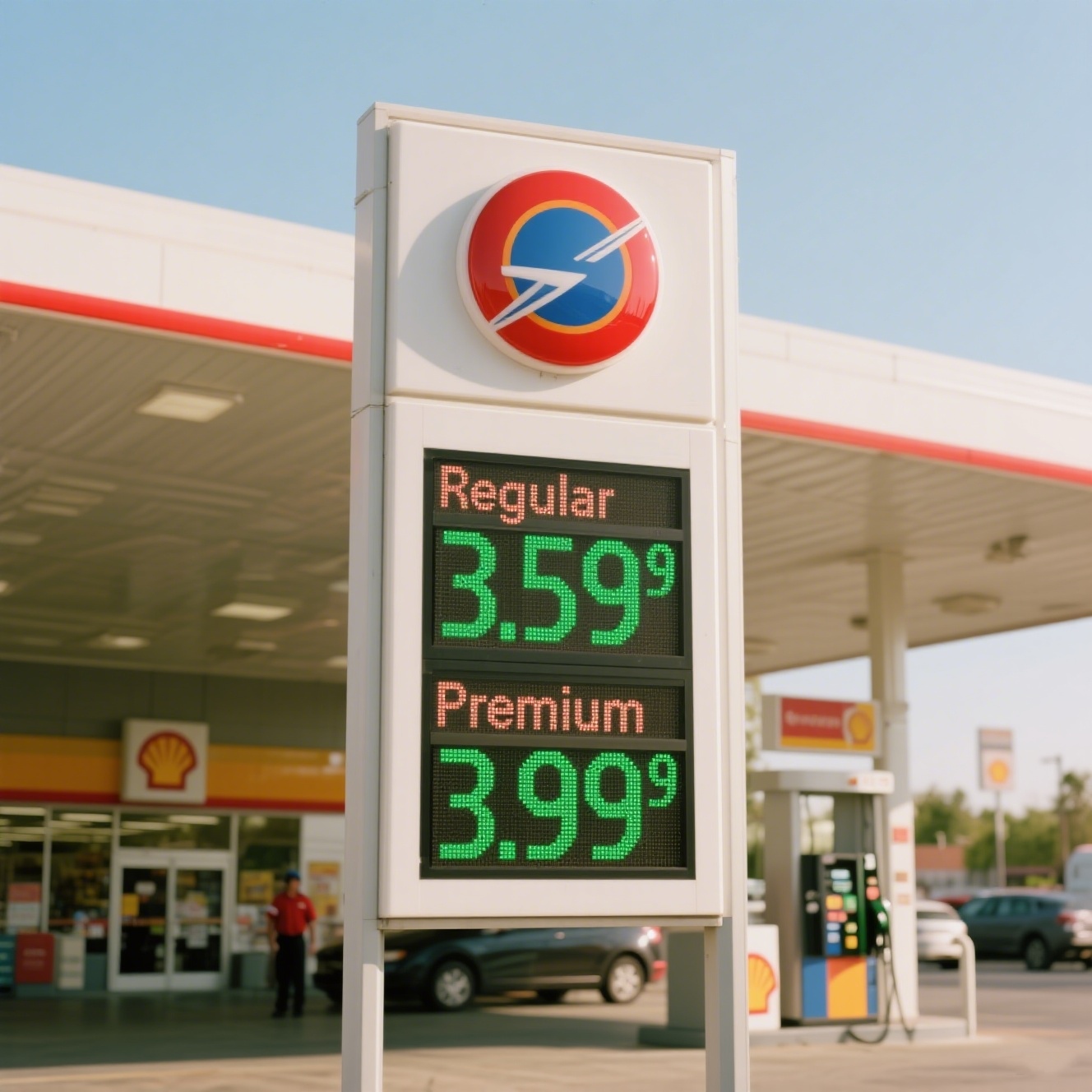 8.889 Format Gas Price LED Display Green Color Electronic Gas Price Signs IP67 With ACM Panel