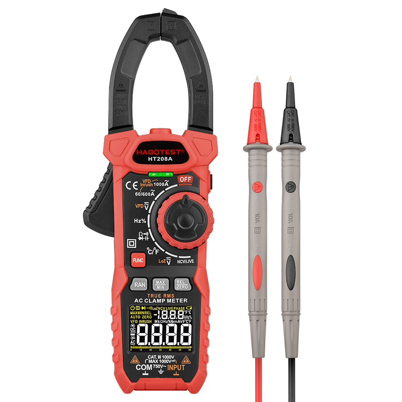Температура NCV Hz ома метра 6000counts Habotest HT208A 1000V струбцины цифров, VFD, DCA нул Inrush amper pinza теста ОБЯЗАННОСТИ