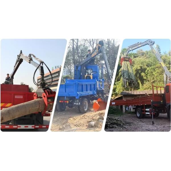 XDEM Máquina hidráulica con tracción a cuatro ruedas de agarre y transporte para camiones de madera con cubo para uso agrícola