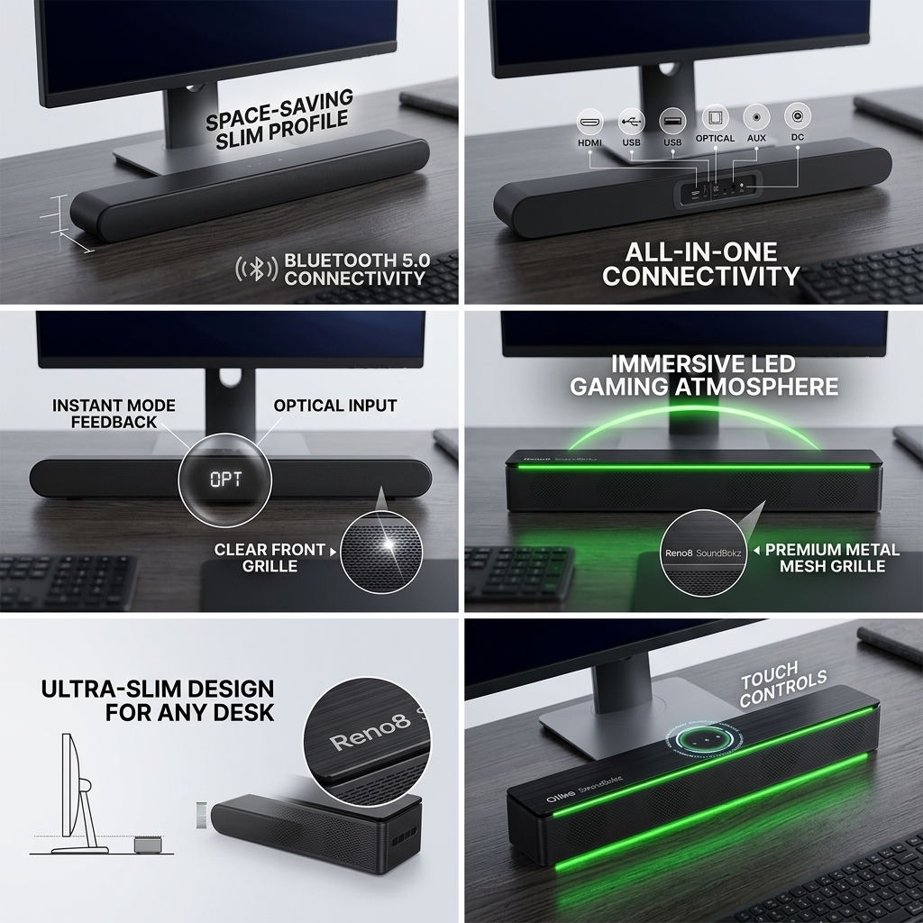 PC Soundbar Speaker AS1821 2.0 10W RGB Desktop Audio Monitor Speaker Video Calls