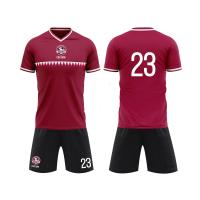A camiseta feita sob encomenda respirável do futebol resiste brandamente a camisa vermelha do futebol de Wicking da umidade