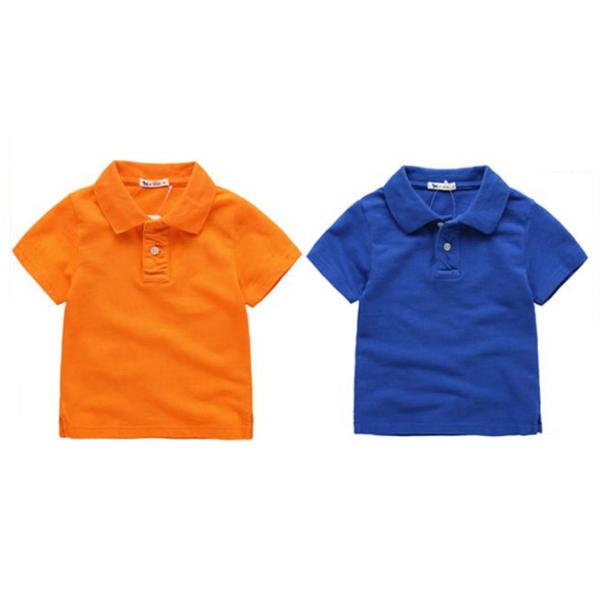 Soft Cotton Polo Shirts With Company Logo Embroidery / Kids Short Sleeve Polos