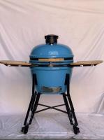 O carvão vegetal 22 polegadas de Kamado cerâmico grelha o ASSADO de superfície liso azul Handlle de bambu