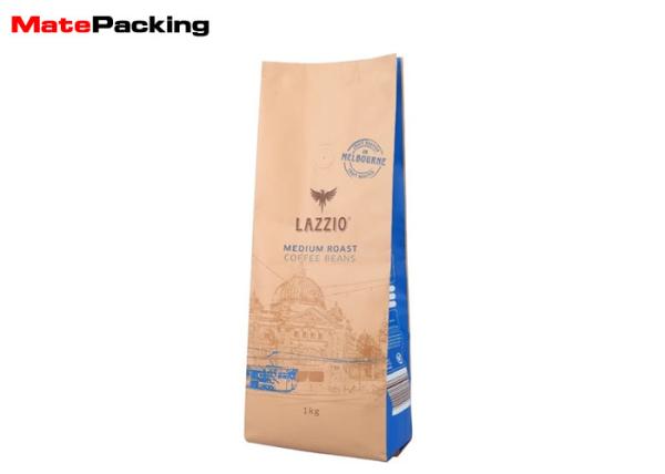 Aluminum Foil Laminated Side Gusset Bag Coffee Pouch With Valve Tin Tie Custom Printing