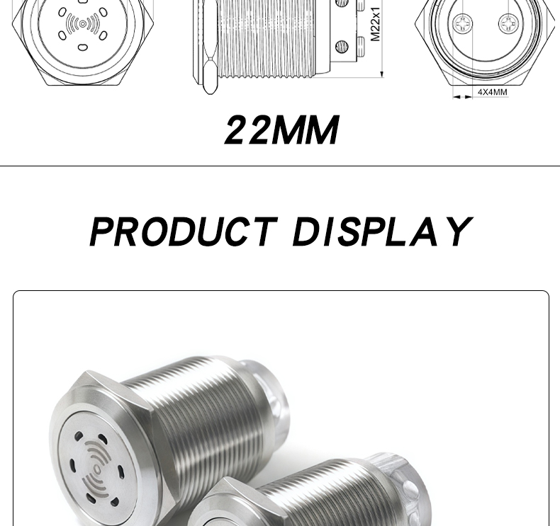 16MM 19MM 22MM IP65 Electronic Stainless Steel Metal Signal Buzzer with LED Intermittent Alarm Flashing Screw Terminal