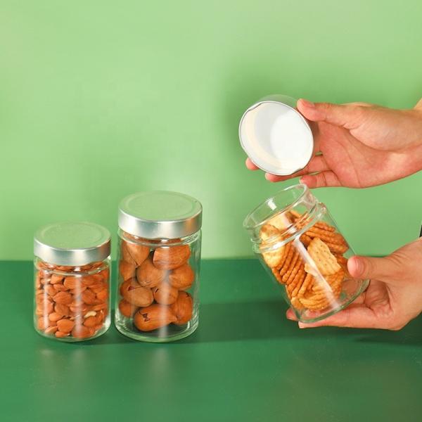 6oz 9oz 12oz Wide Mouth Glass Jar Glass Canister Jar With Silver Lid