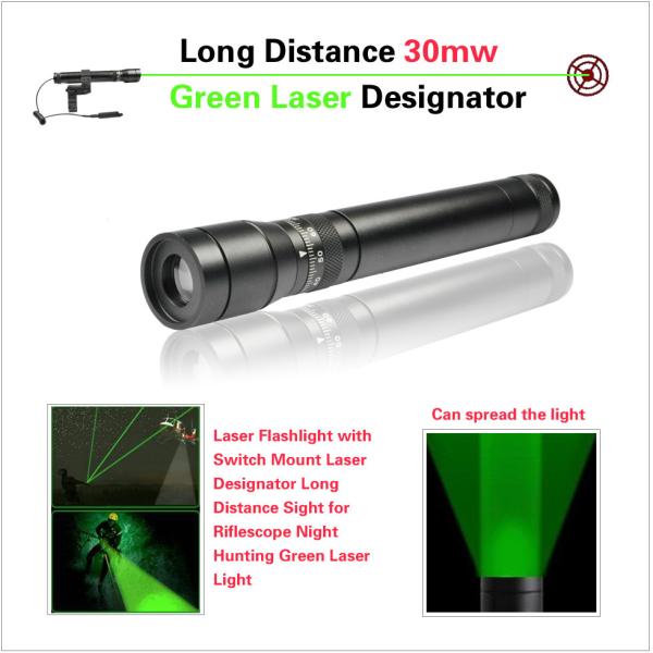 Long Distance Tactical Pistol Rifle Scope , Green Laser Sight With Metal Housing
