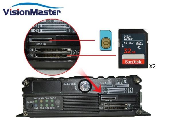 SD Card H264 Vehicle Mobile DVR 4CH 960P AHD PAL / NTSC TV System High Reliability