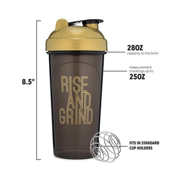 28-Ounce BPA Free Gym Shaker Bottle With Wire Ball