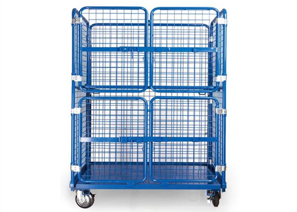 Steel Wire Warehouse Cage Trolley Collapsible Rolling Security Cage High Strength