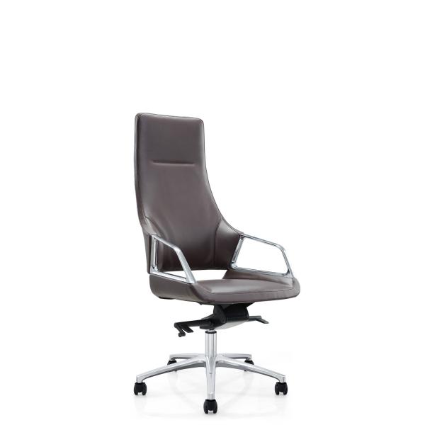 Armless Swivel Executive Leather Office Chair On Wheels