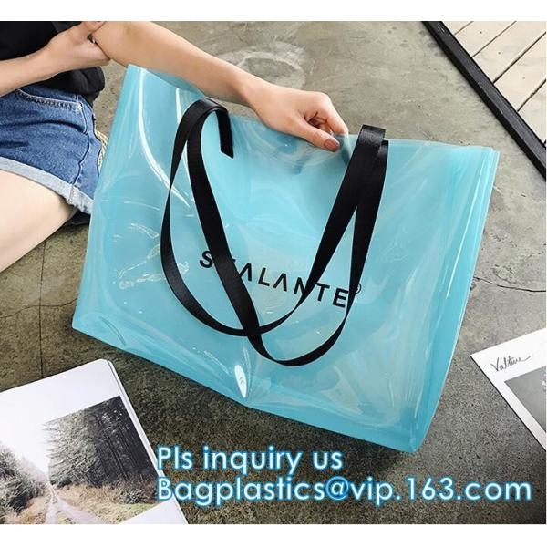 pvc transparent zipper bikini cosmetic bag, tote lady waterproof PVC swimming transparent beach bag, beach bag swimming