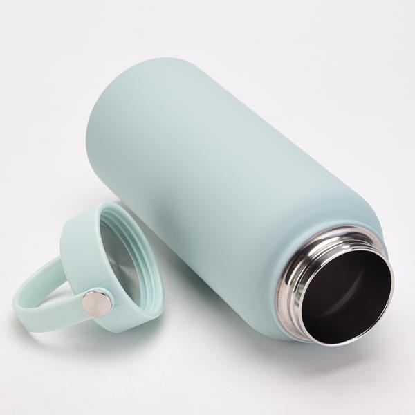 Portable 1L Stainless Steel Double Wall Insulated Vacuum Flask Matte Rubber