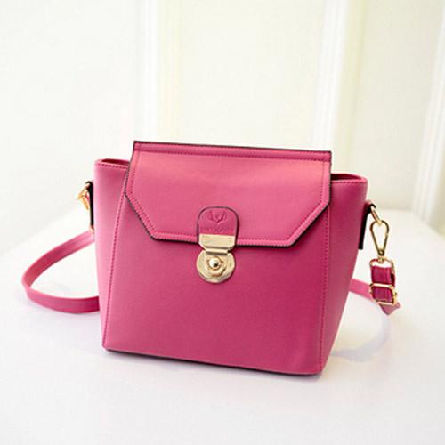 High quality fashion women's pu leather messenger bags pink bolsas de mensajero