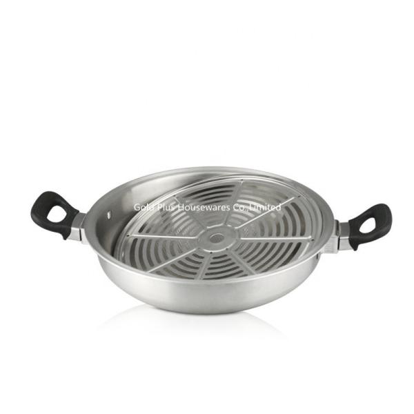 Anti Scald Handle MultiPly Stainless Steel Cooking Pot With Oil Strainer