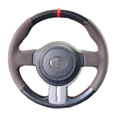 Wrap Custom Hand Sewing Black Suede Carbon Steering Wheel Cover for Subaru BRZ Scion FR-S FRS Toyota 86 GT86