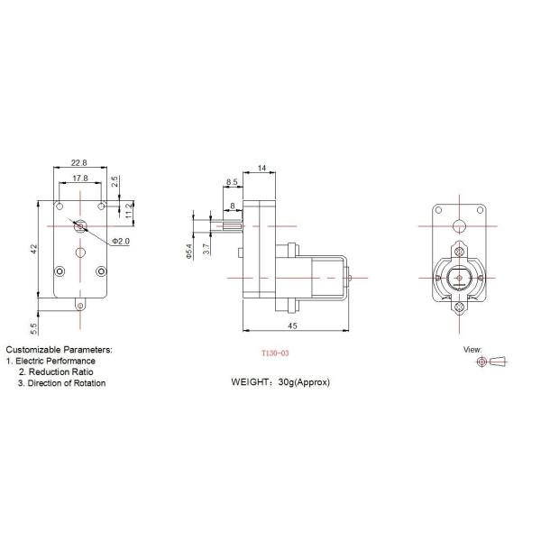L Shape DC Plastic Gear Motor  Low Noise 6v 12v Robot Gear Motors ISO 9001 Certified