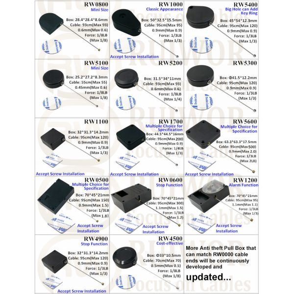 RW5600 Square Heavy Duty Retractable Cable Work With Connectors For Various Products Security Display