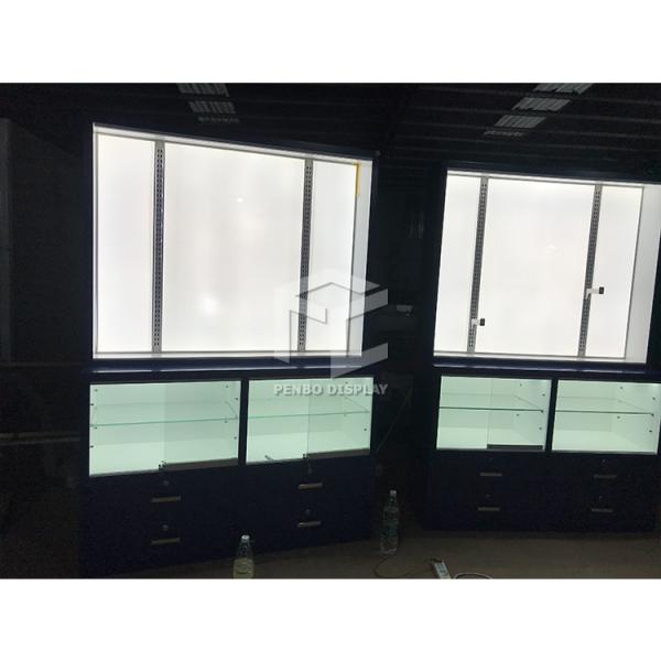ODM Glass Vapor Shop Furniture Display With T4 LED Lighting
