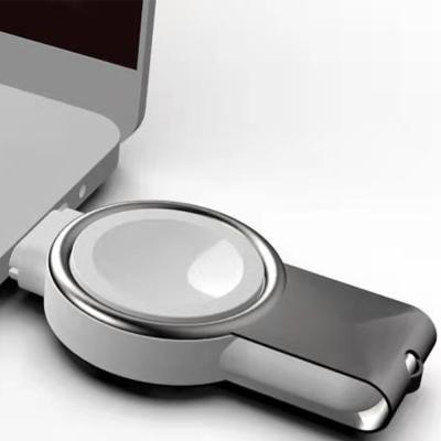 Compact White Apple Watch Wireless Charger with USB-A/C Interface