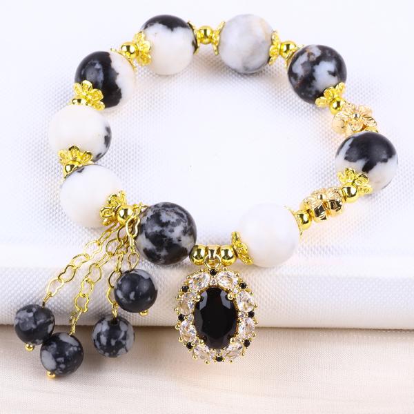 12 мм черно-белый зебра яспис лечебные бусы браслеты для медитации