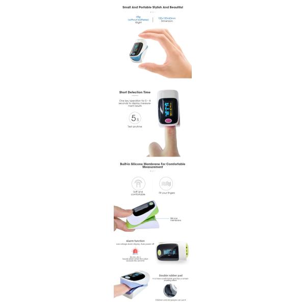 99% SpO2 4 Direction Adjustable Fingertip Pulse Oximeter With Plethysmograph