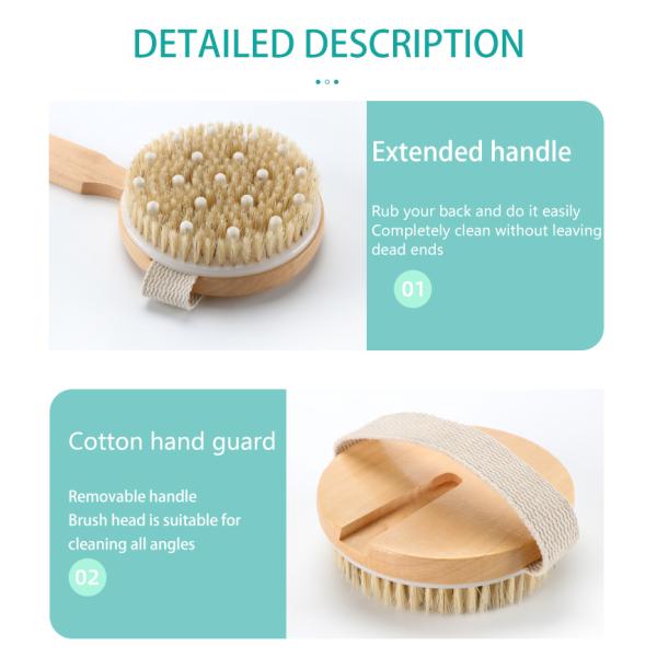Detachable Body Bath Brush Vegan Dry Body Brush With Massage Beads Holmwood Handle
