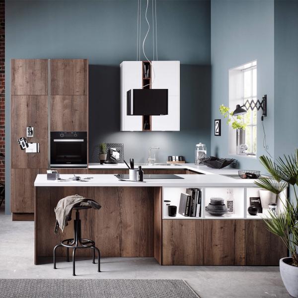 U Shape Kitchen Furniture Design Wood Veneer Kitchen Cabinet China For Wholesales
