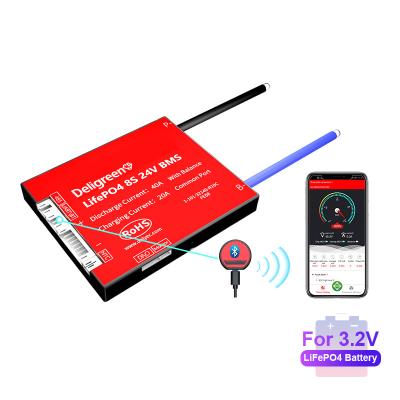 Bateria de lítio Bluetooth 8S 24V 40A Lifepo4 Smart Bms