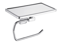 Toilet Tissue Roll Holder with Phone Shelf Adhesive or Screw Wall Mounted Mordern Style