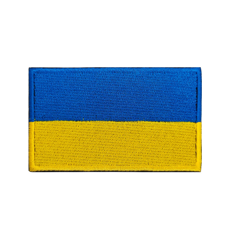 Factory Free Sample Hook and Loop Fasteners Ukraine Flag Patch Custom Flag Embroidery Patch for Clothing