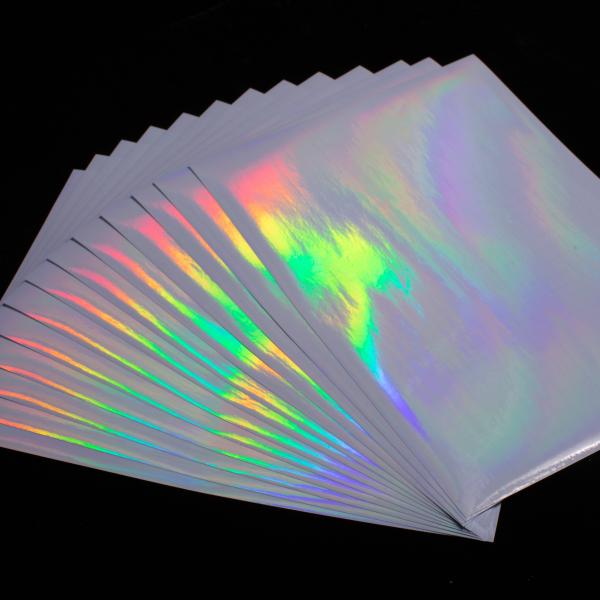 Adhesivo Adhesivo Arcoíris Autoadhesivo Transparente PVC PP Película Holográfica A4 Hoja de Vinilo Impermeable Frío Película de Laminación Holográfica